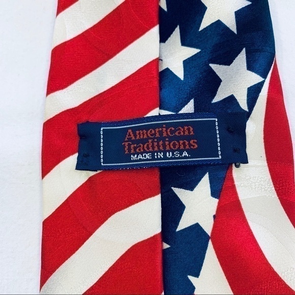American Traditions American Flag Silk Necktie - Picture 4 of 5